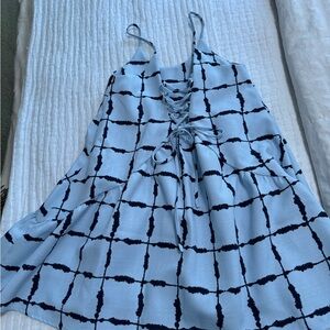 J.O.A. Light Blue and Navy Lace-Up dress